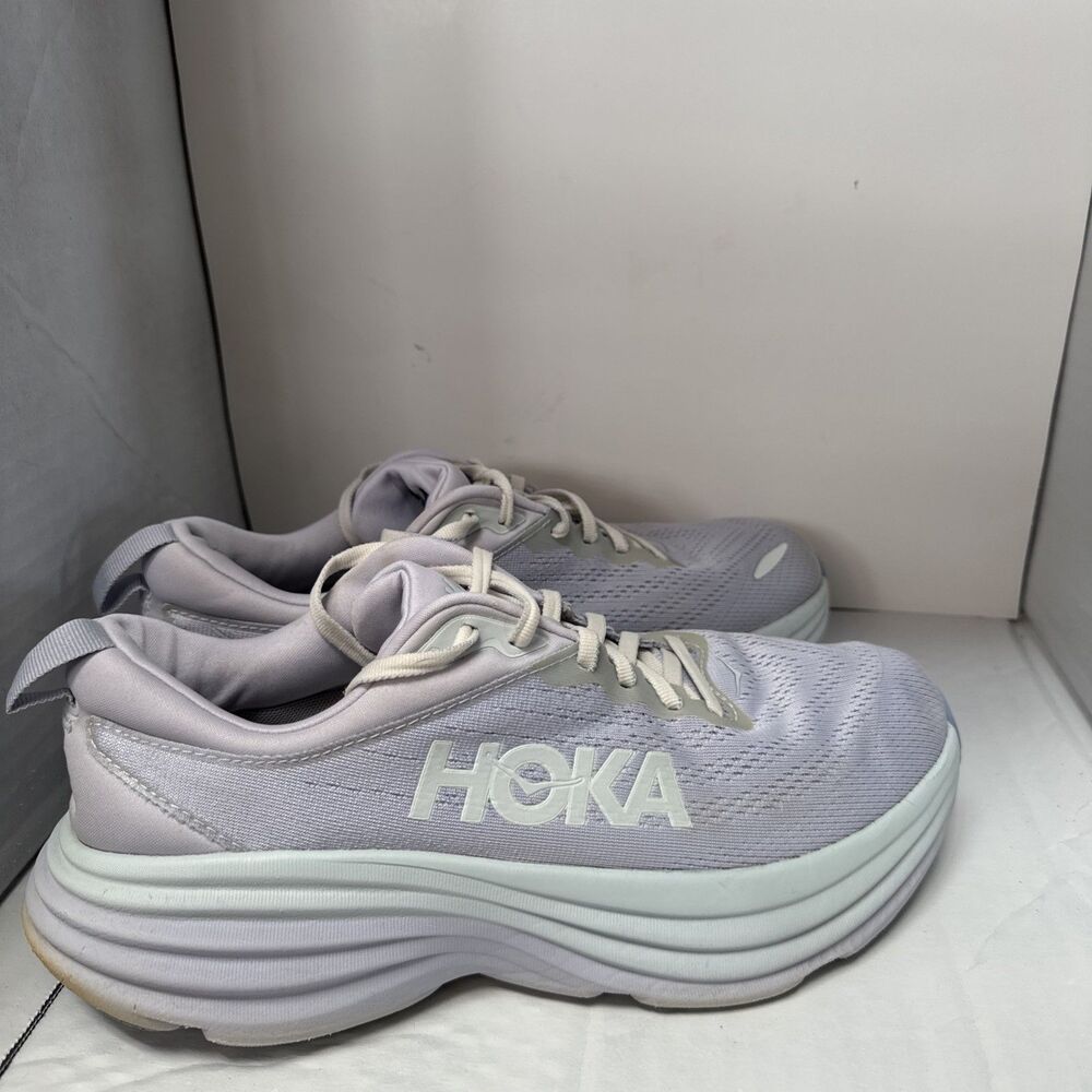 Hoka Bondi 8 Women's Lavender Purple White Running Sneakers US Size 9.5B